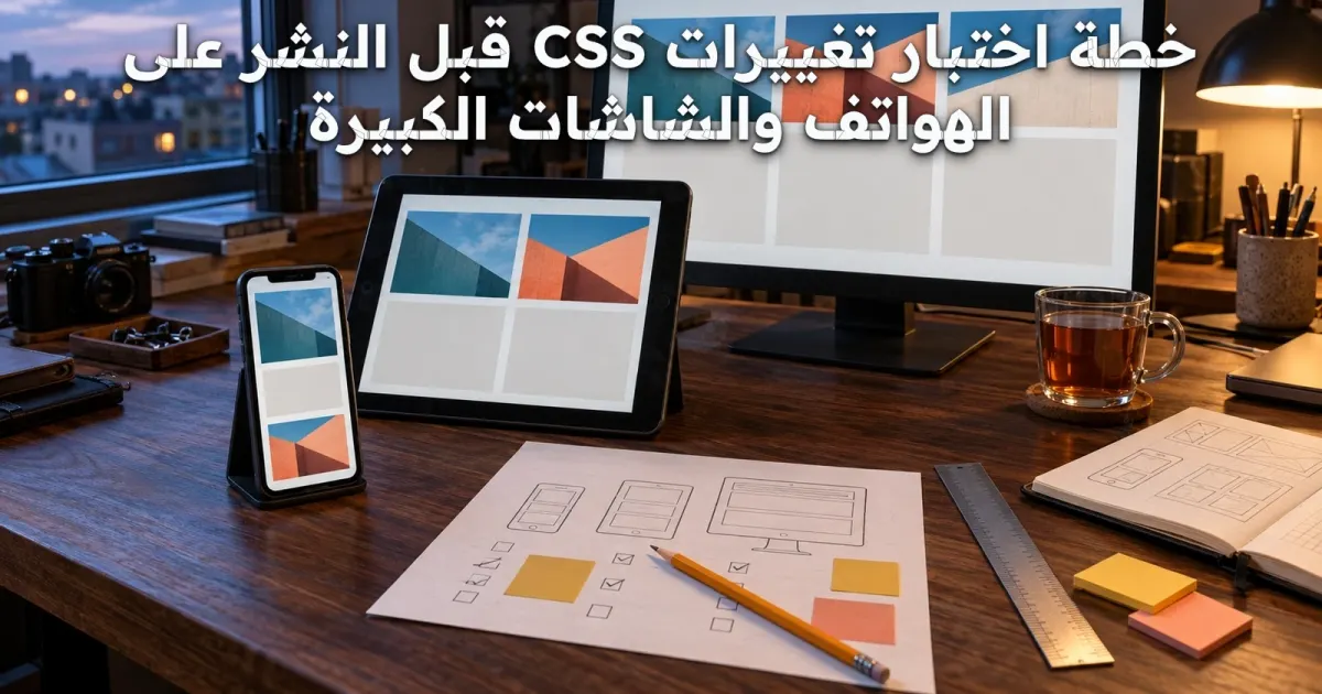خطة اختبار تغييرات CSS قبل النشر على الهواتف والشاشات الكبيرة