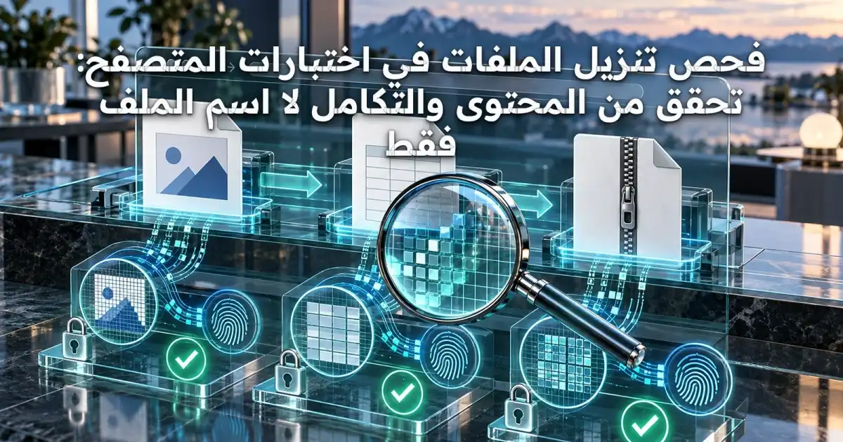 فحص تنزيل الملفات في اختبارات المتصفح: تحقق من المحتوى والتكامل لا اسم الملف فقط