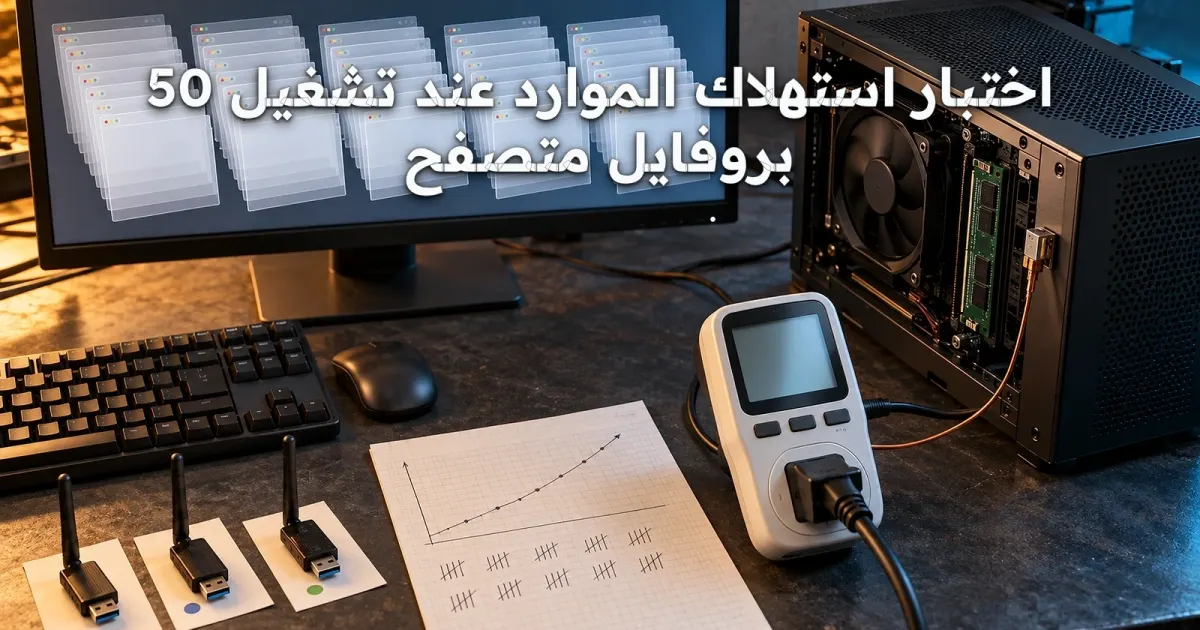 اختبار استهلاك الموارد عند تشغيل 50 بروفايل متصفح