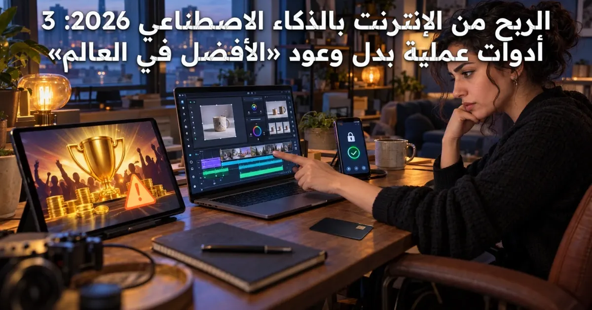 الربح من الإنترنت بالذكاء الاصطناعي 2026: 3 أدوات عملية بدل وعود «الأفضل في العالم»