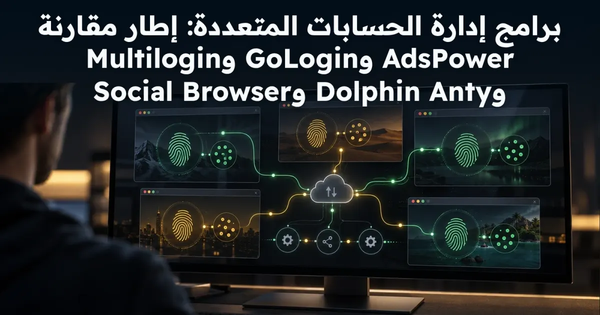 برامج إدارة الحسابات المتعددة: إطار مقارنة AdsPower وGoLogin وMultilogin وDolphin Anty وSocial Browser