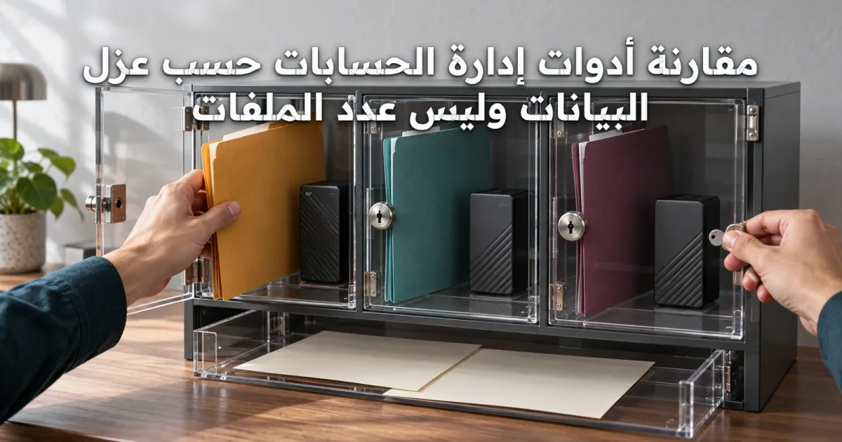 مقارنة أدوات إدارة الحسابات حسب عزل البيانات وليس عدد الملفات
