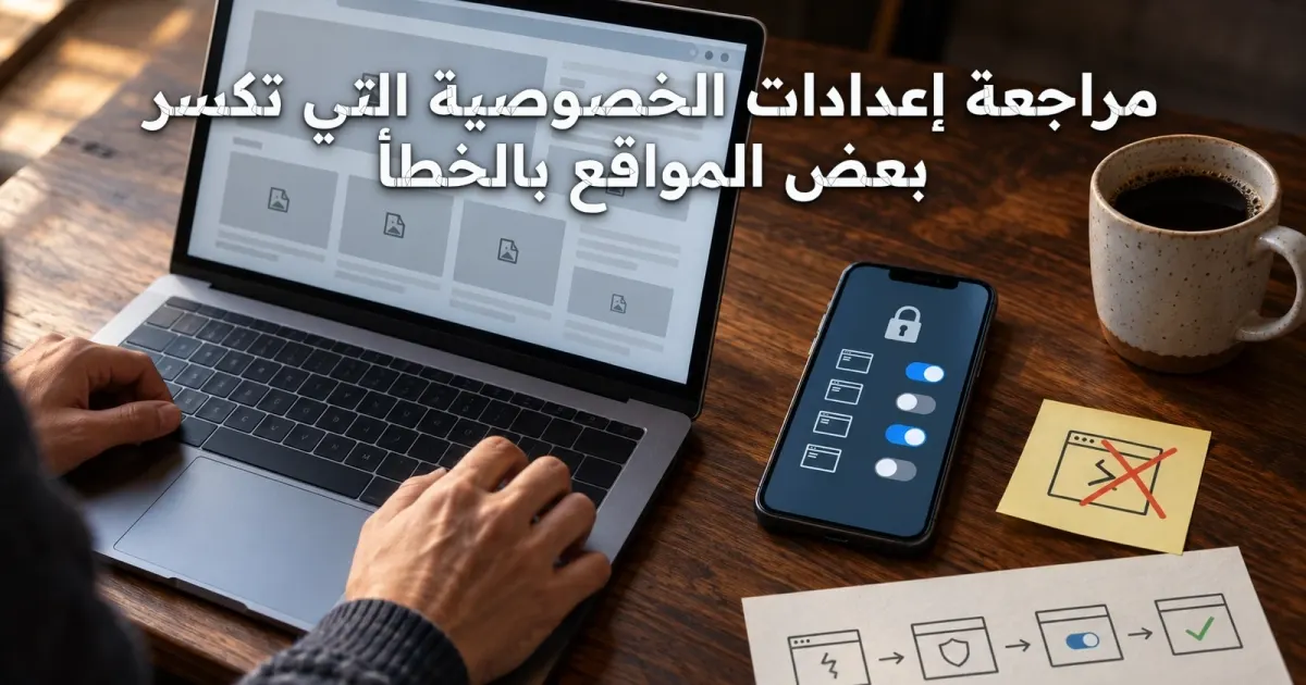 مراجعة إعدادات الخصوصية التي تكسر بعض المواقع بالخطأ