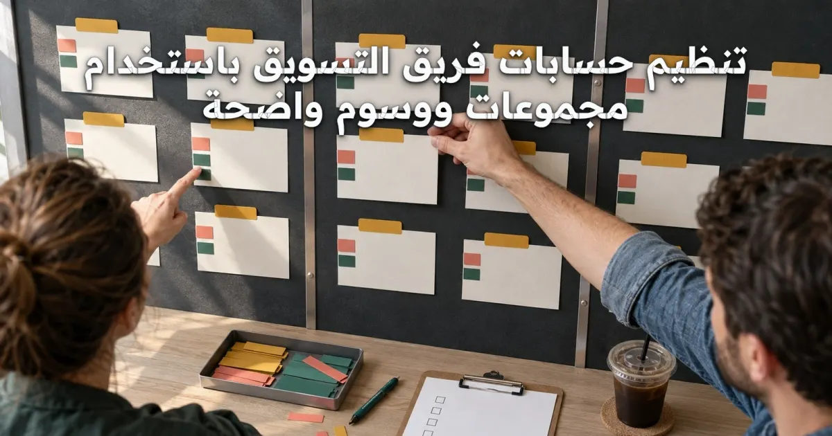 تنظيم حسابات فريق التسويق باستخدام مجموعات ووسوم واضحة