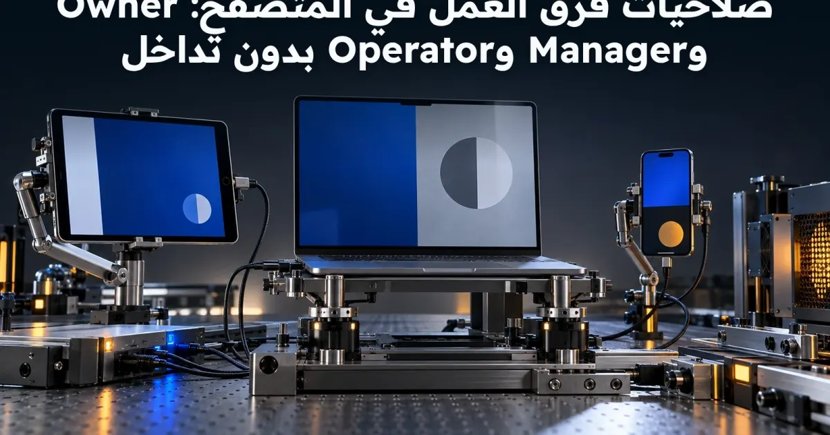 صلاحيات فرق العمل في المتصفح: Owner وManager وOperator بدون تداخل