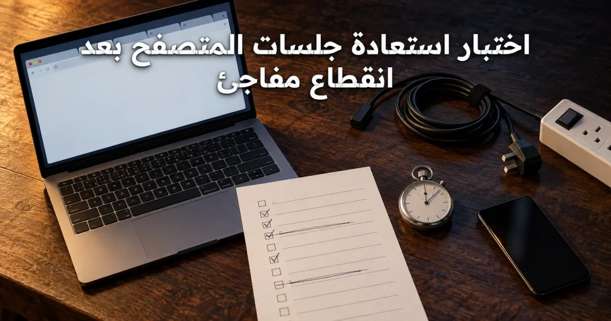اختبار استعادة جلسات المتصفح بعد انقطاع مفاجئ