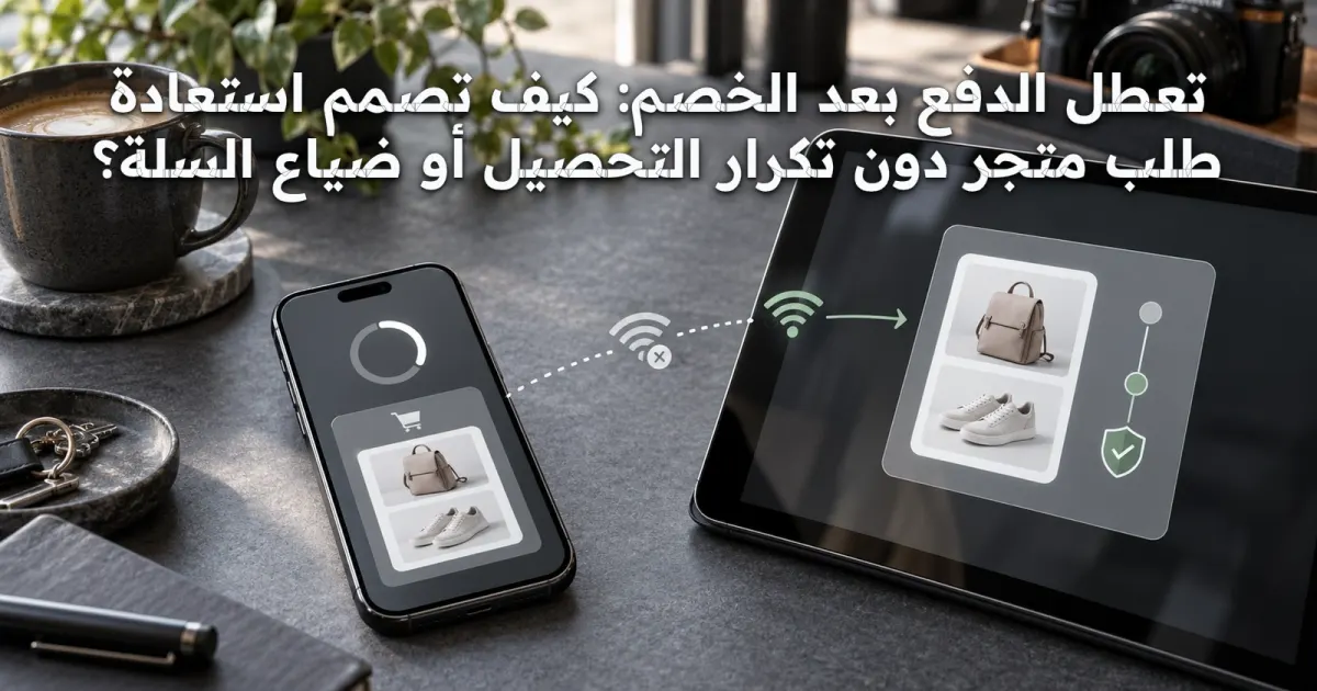 تعطل الدفع بعد الخصم: كيف تصمم استعادة طلب متجر دون تكرار التحصيل أو ضياع السلة؟