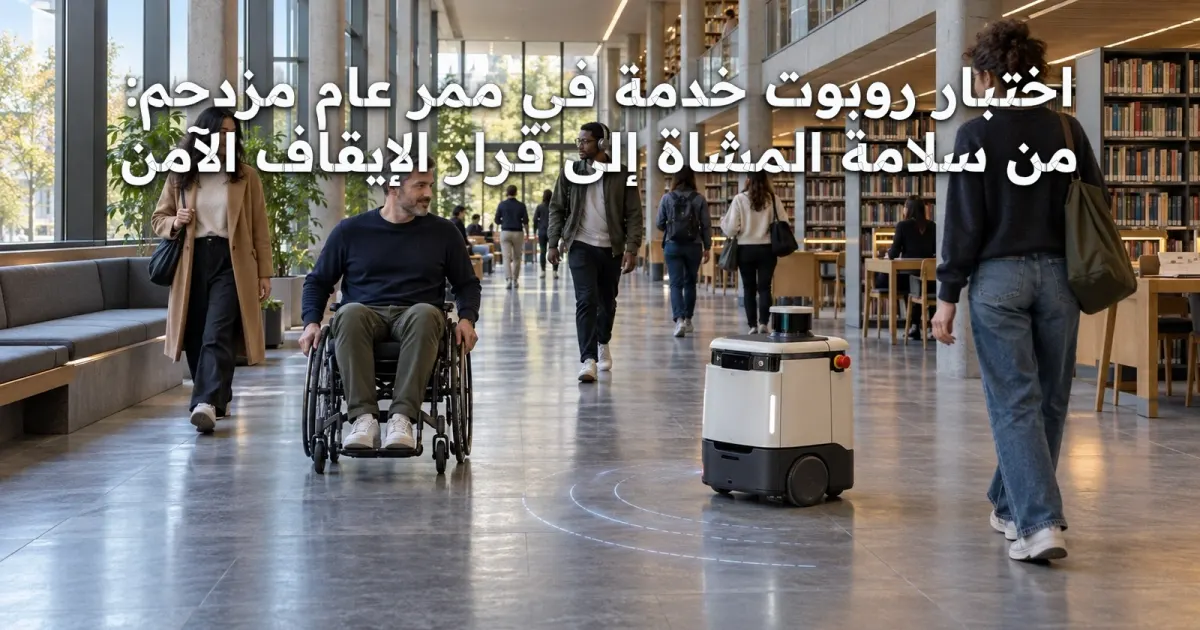 اختبار روبوت خدمة في ممر عام مزدحم: من سلامة المشاة إلى قرار الإيقاف الآمن