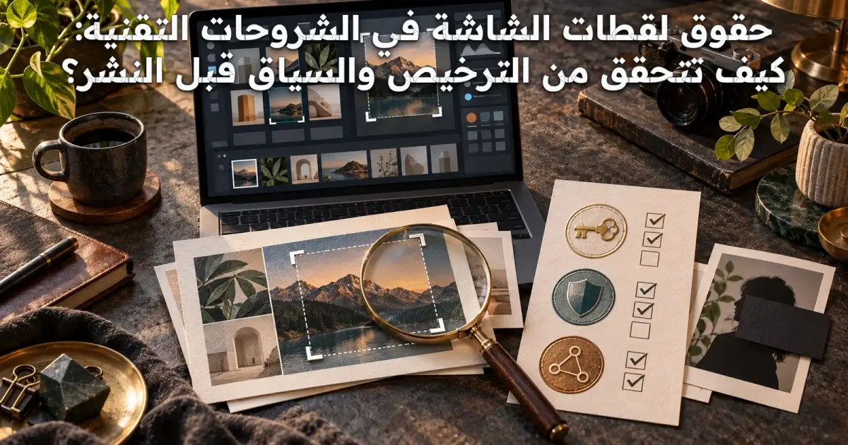 حقوق لقطات الشاشة في الشروحات التقنية: كيف تتحقق من الترخيص والسياق قبل النشر؟
