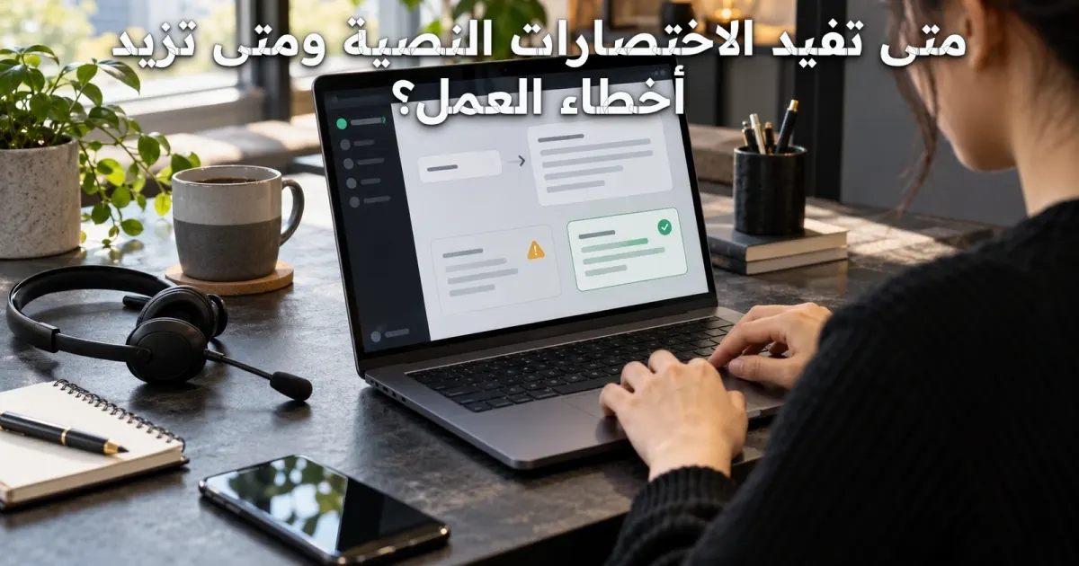 متى تفيد الاختصارات النصية ومتى تزيد أخطاء العمل؟