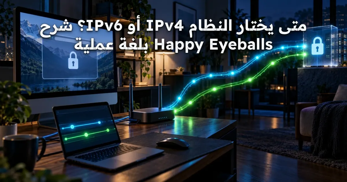 متى يختار النظام IPv4 أو IPv6؟ شرح Happy Eyeballs بلغة عملية