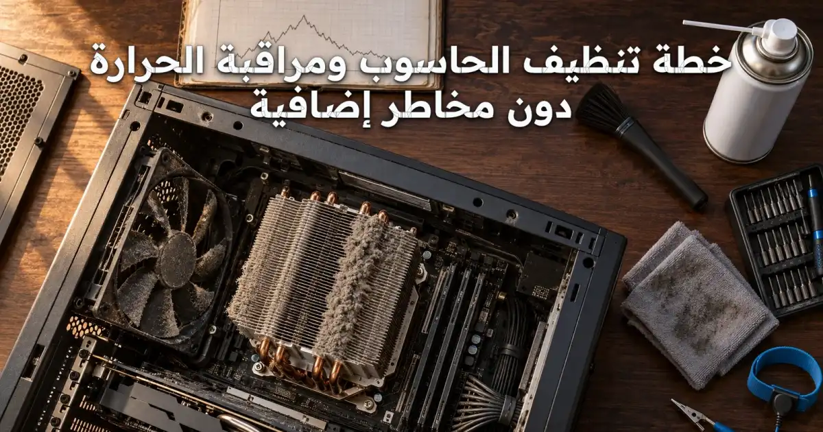 خطة تنظيف الحاسوب ومراقبة الحرارة دون مخاطر إضافية