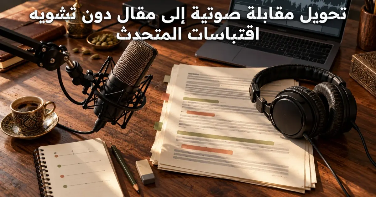 تحويل مقابلة صوتية إلى مقال دون تشويه اقتباسات المتحدث