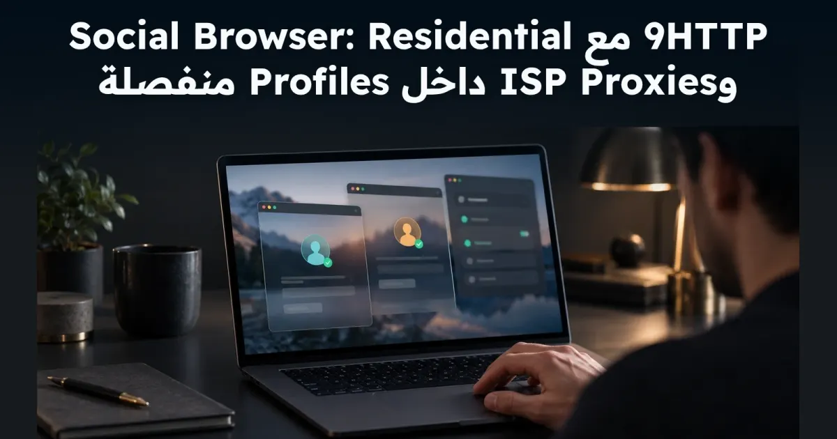 9HTTP مع Social Browser: Residential وISP Proxies داخل Profiles منفصلة