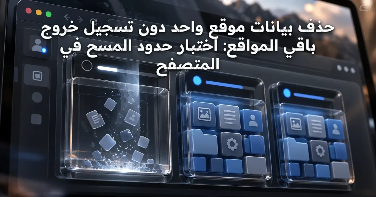 حذف بيانات موقع واحد دون تسجيل خروج باقي المواقع: اختبار حدود المسح في المتصفح