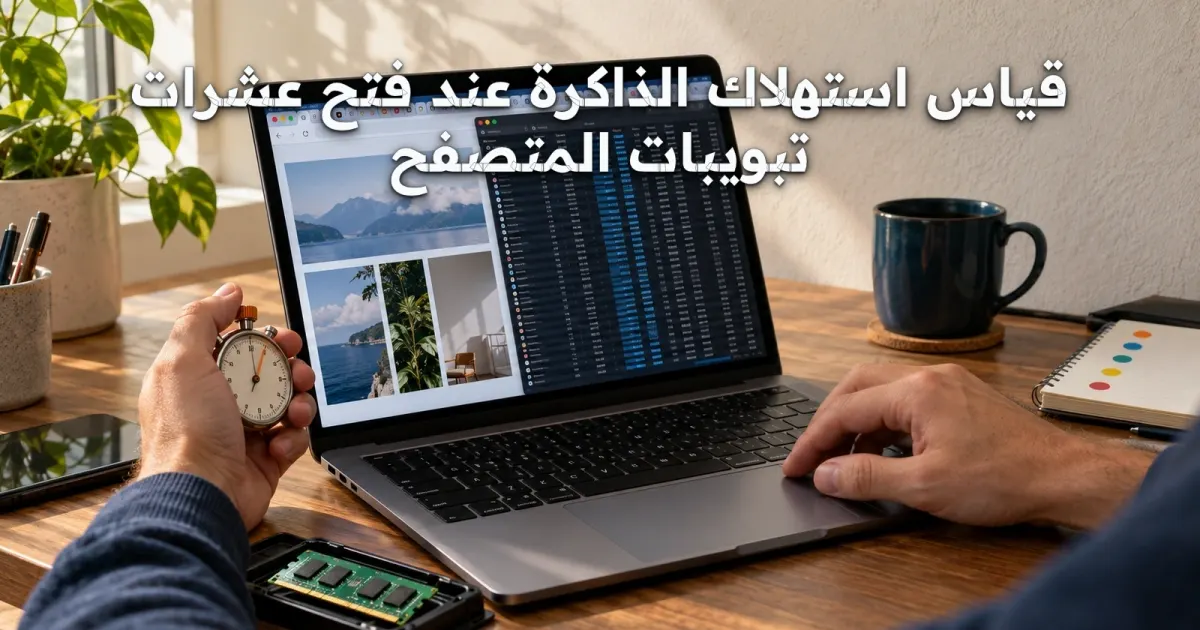 قياس استهلاك الذاكرة عند فتح عشرات تبويبات المتصفح