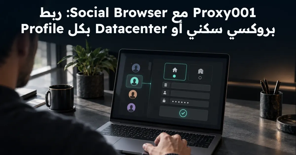 Proxy001 مع Social Browser: ربط بروكسي سكني أو Datacenter بكل Profile