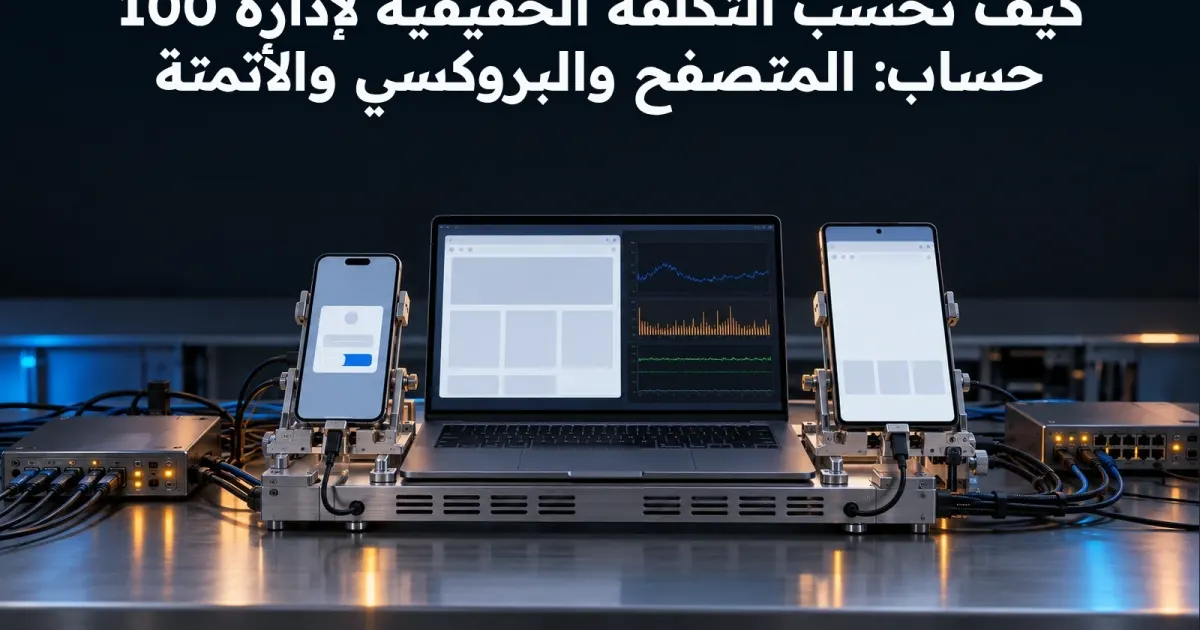 كيف تحسب التكلفة الحقيقية لإدارة 100 حساب: المتصفح والبروكسي والأتمتة