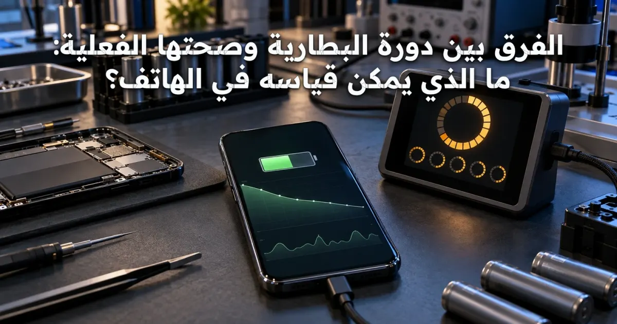 الفرق بين دورة البطارية وصحتها الفعلية: ما الذي يمكن قياسه في الهاتف؟