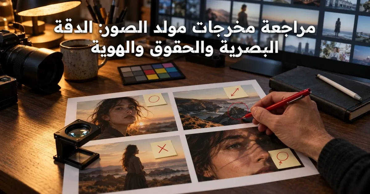 مراجعة مخرجات مولد الصور: الدقة البصرية والحقوق والهوية