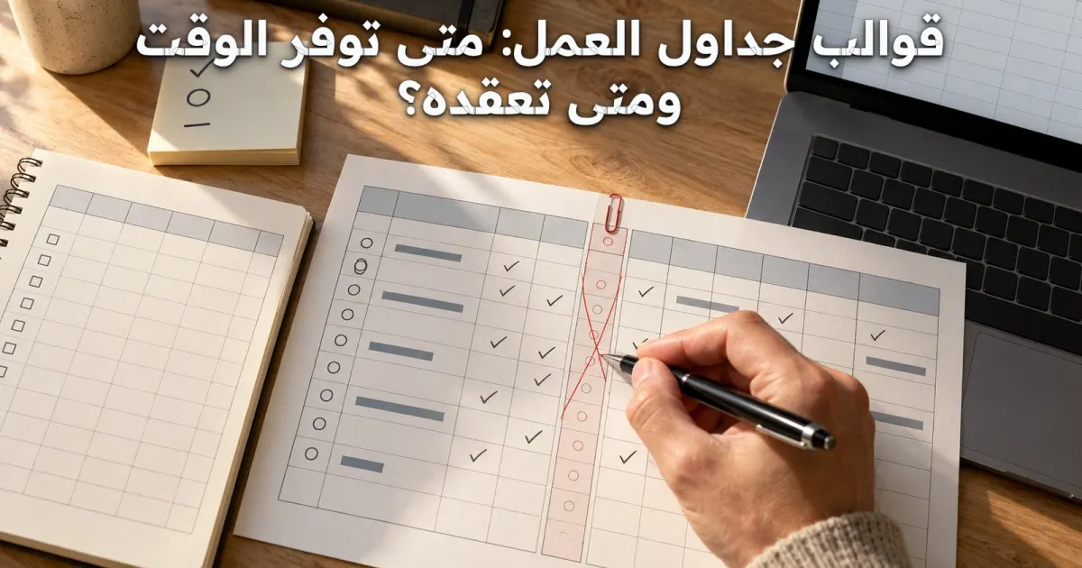 قوالب جداول العمل: متى توفر الوقت ومتى تعقده؟