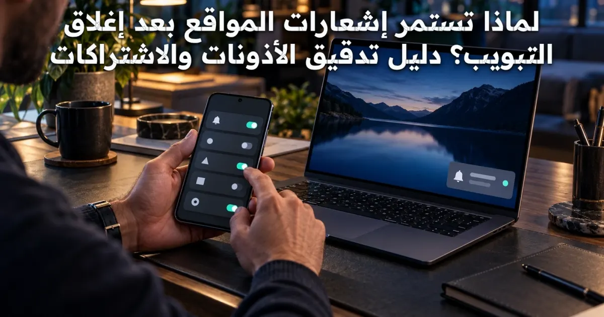 لماذا تستمر إشعارات المواقع بعد إغلاق التبويب؟ دليل تدقيق الأذونات والاشتراكات