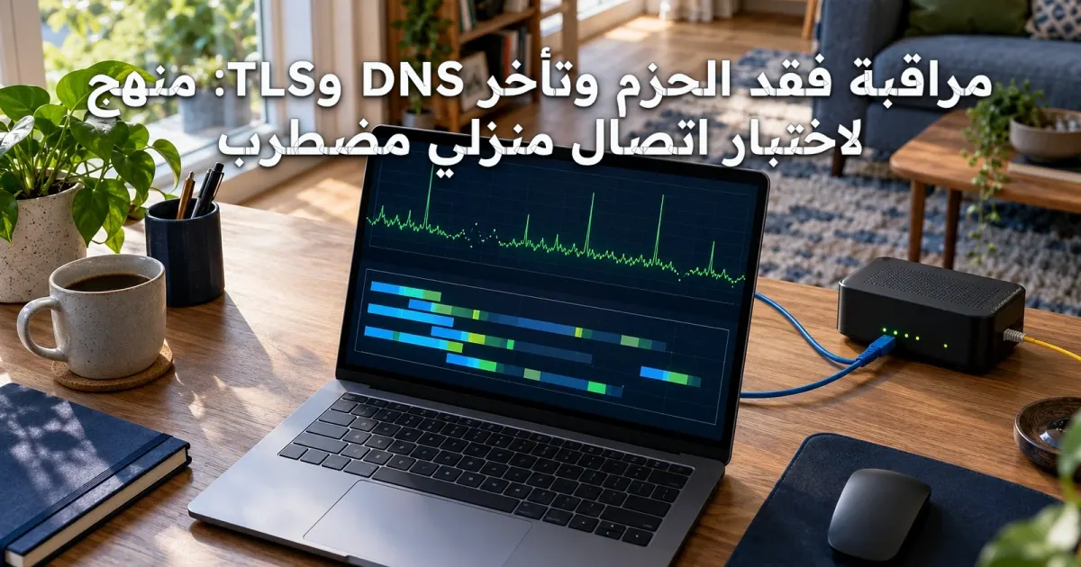 مراقبة فقد الحزم وتأخر DNS وTLS: منهج لاختبار اتصال منزلي مضطرب