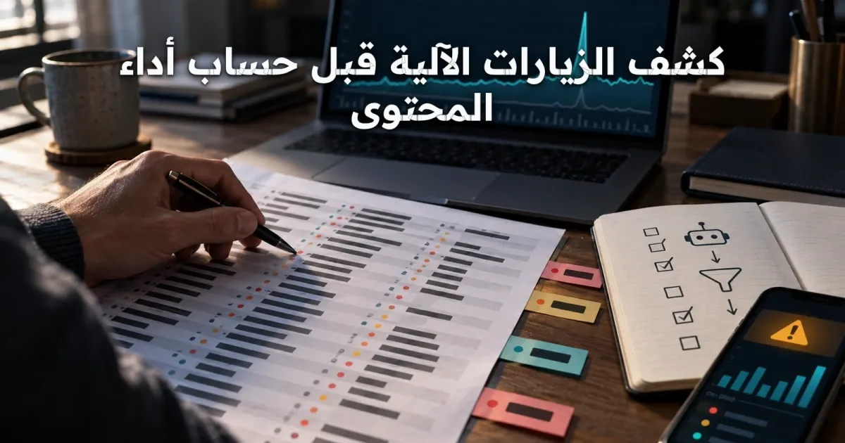 كشف الزيارات الآلية قبل حساب أداء المحتوى