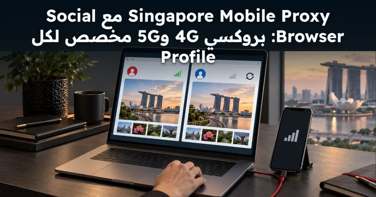 Singapore Mobile Proxy مع Social Browser: بروكسي 4G و5G مخصص لكل Profile